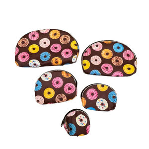 Set of 5 Donut Themed Cosmetic Organizer Zippered pouches